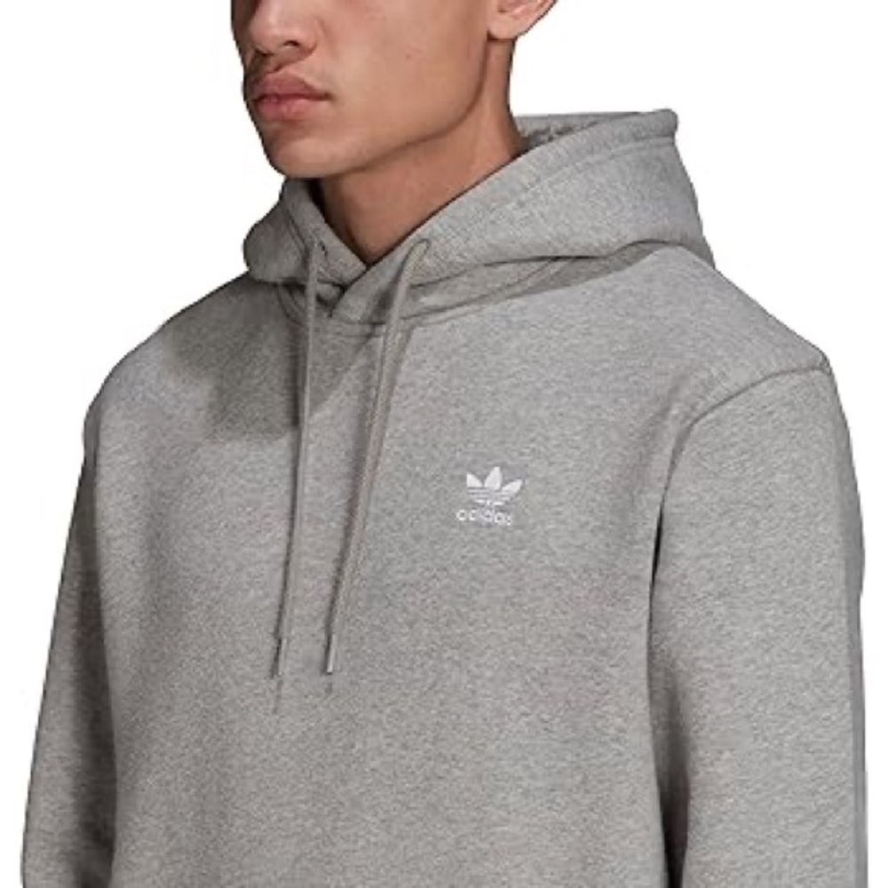 Adidas Originals Heather‎ Gray Essentials Trefoil Pullover Hoodie Sweatshirt